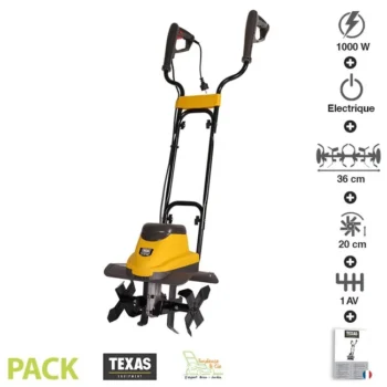 Motobineuse électrique 1000 watts largeur travail 36cm Texas ELTEX1000